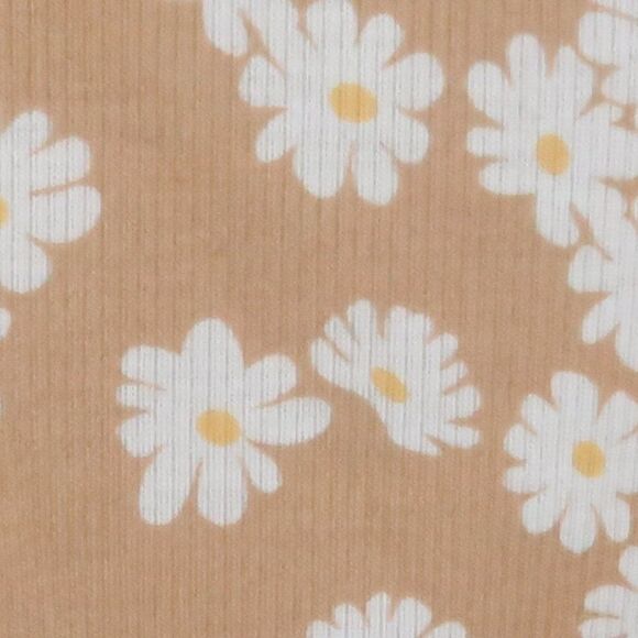 SHEIN TAN WITH DAISY PRINT RIBBED CAMISOLE CROP TOP SIZE XS - Picture 4 of 4